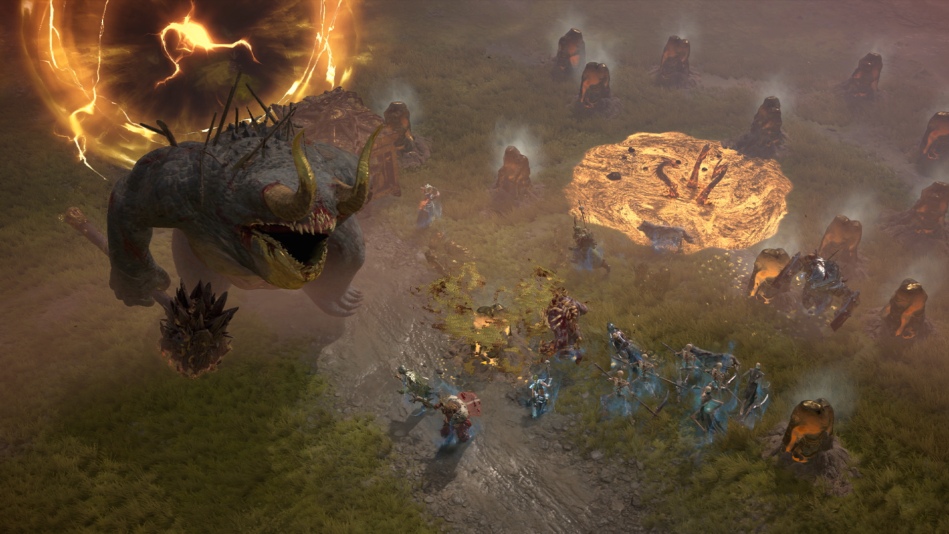 Nephalem battling an angry demon coming through a portal