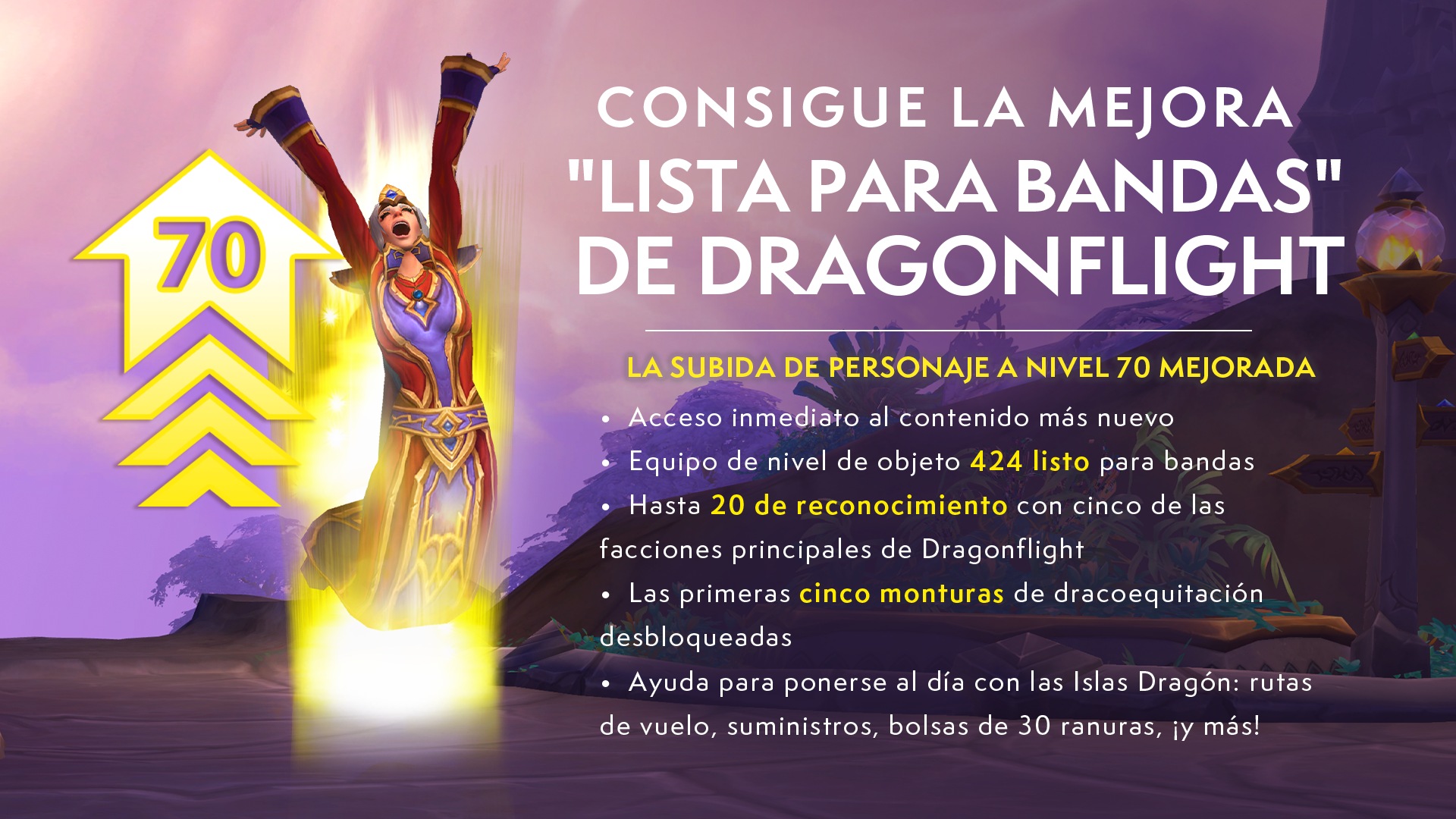 Subida de personaje a nivel 70 mejorada world of warcraft battle